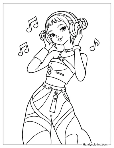 Zoey Wearing Headphones