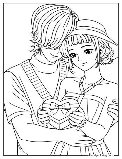 Zoey with Mystery Holding a Valentine Gift