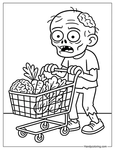 Zombie at the Supermarket Coloring Page