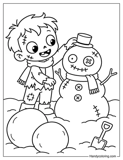 Zombie Building a Snow Zombie
