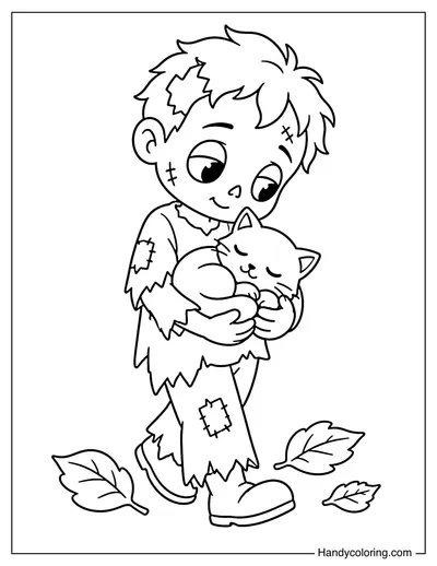 Zombie Carrying a Sleeping Black Cat