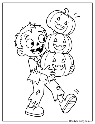 Zombie Carrying Too Many Pumpkins