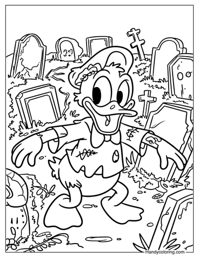 Zombie Donald Duck Coloring Page