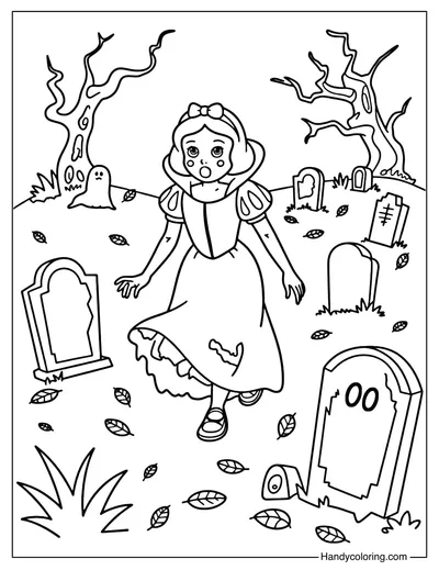 Zombie Snow White Coloring Page