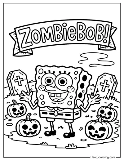 Zombie SpongeBob Coloring Page