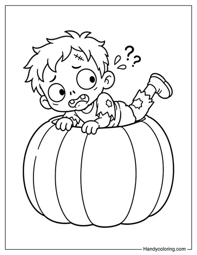 Zombie Stuck Inside a Giant Pumpkin