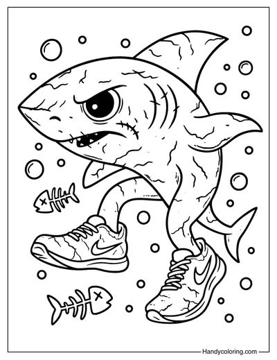 Zombie Tralalero Tralala Coloring Page