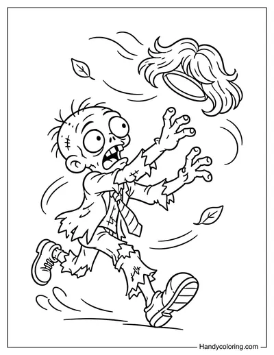 Zombie Trying to Catch Its Flying Wig