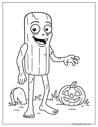 Zombie Tung Tung Tung Sahur Coloring Page
