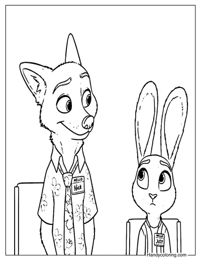 Zootopia 2 Nick with Judy Coloring Page