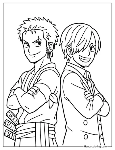 Zoro and Sanji Standing Back to Back