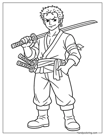 Zoro Standing Holding A Sword